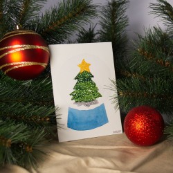 Schneekugel Tanne - Postkarte