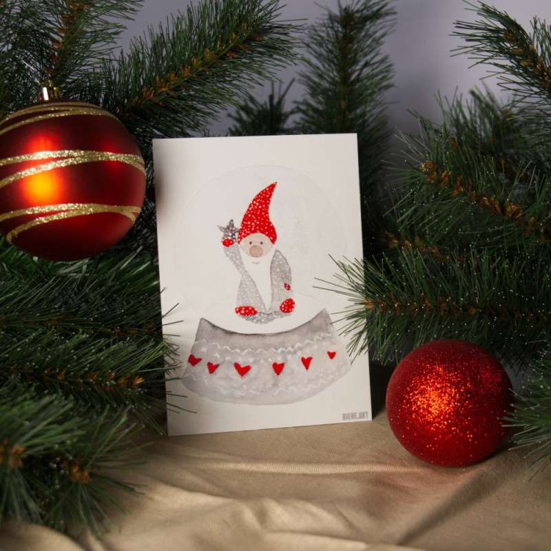 Schneekugel Zwerg - Postkarte