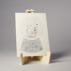 Schneekugel Elchfamilie - Postkarte