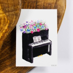 Blumen-Klavier - Postkarte