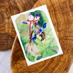 Biene auf Borretsch - Postkarte