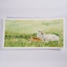 liegende Kuh mit Kalb
