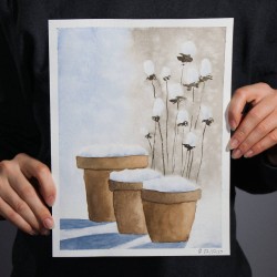 Snow-covered perennials